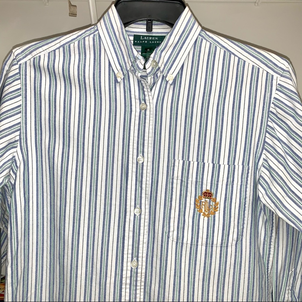 Vintage 90s Lauren Ralph Lauren Womens Striped Button Down Long Sleeve Shirt 6
